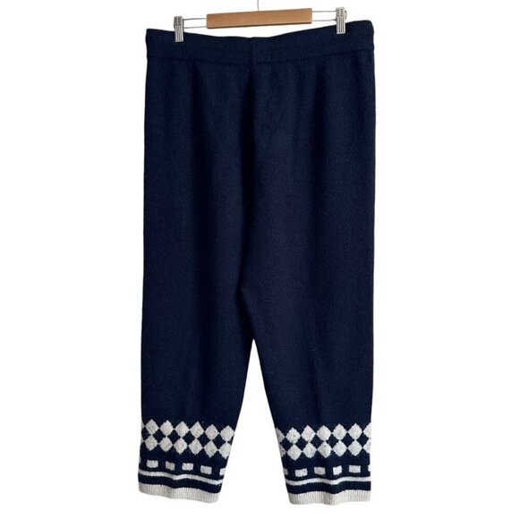 J. Crew Womens Alpaca Blend Sweater Pants Size M Navy Geometric Knit Pull On - Picture 6 of 6